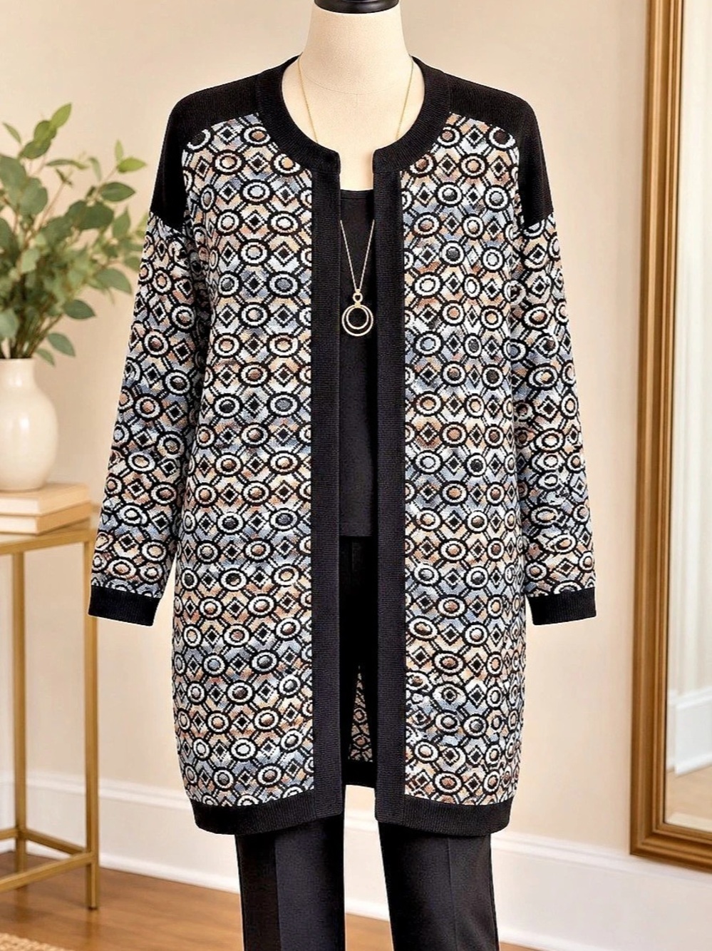 Women's Geometric Duster Jacket